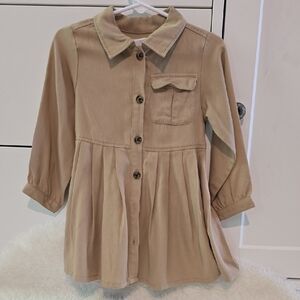 Zara Tan Button Down Shirt with 3/4 Sleeves